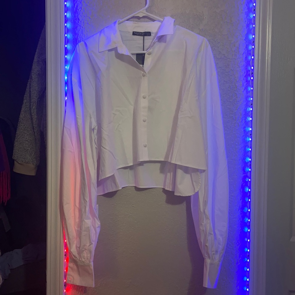 Nasty Gal Cropped Button Down NWT
